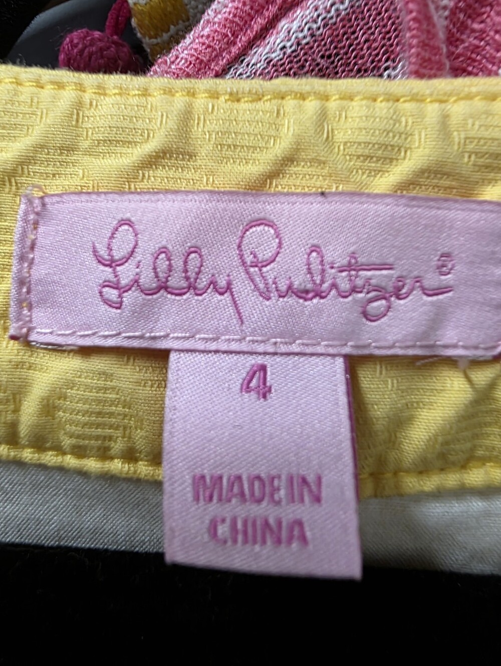 Lilly Pulitzer Yellow Cotton Sleeveless Eyelet Lace Trim Shift Dress Size 4 - Picture 4 of 6